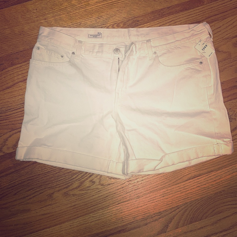 Gap White Denim Boyfriend Shorts 14 14T Tall NWT